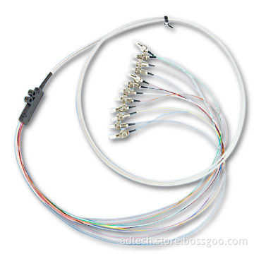 12 Fibers SM 0.9mm FC/UPC Fiber-optic Patch Cords with Ribbon Handles Pigtail and 2m Protection Tube